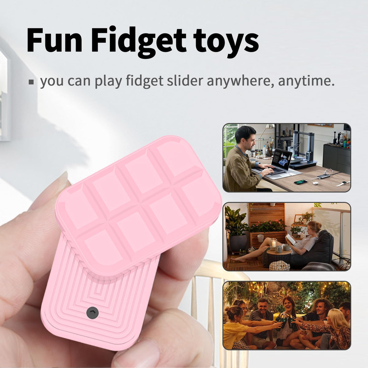WSHWXY Chocolate Pink Magnetic Fidget Slider – Metal EDC Fidget Toy for Adults