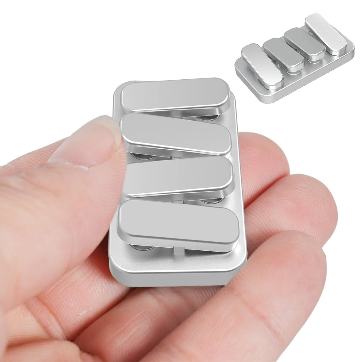 WSHWXY Metal Fidget Slider – EDC Clicker Toy for Adults (Matte Silver)