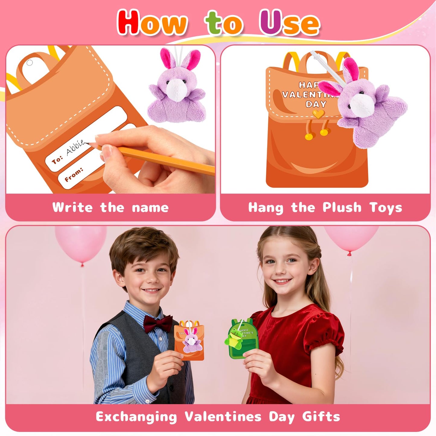 Wsorik 24-Pack Valentine's Plush Toys with Mini Animals & Cards | Classroom Gifts