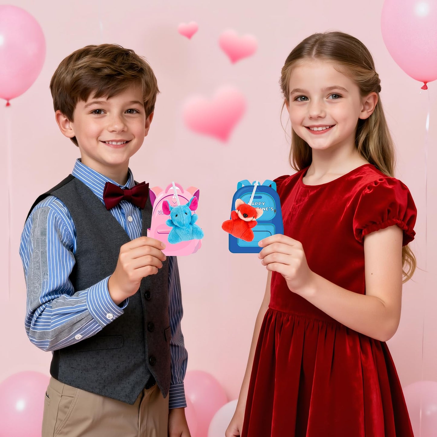Wsorik 24-Pack Valentine's Plush Toys with Mini Animals & Cards | Classroom Gifts