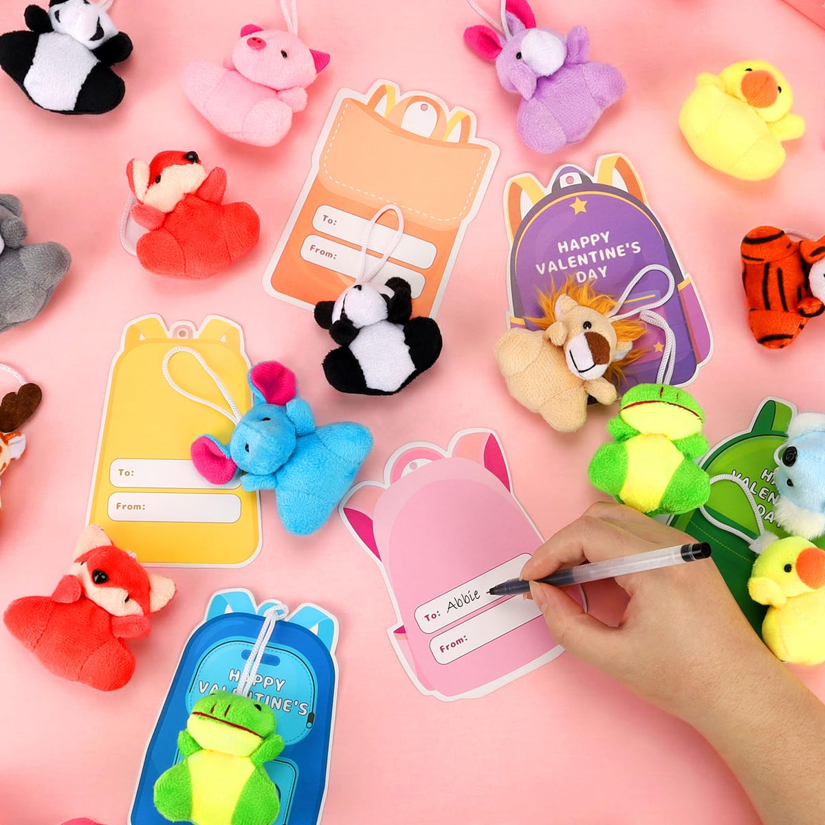 Wsorik 24-Pack Valentine's Plush Toys with Mini Animals & Cards | Classroom Gifts