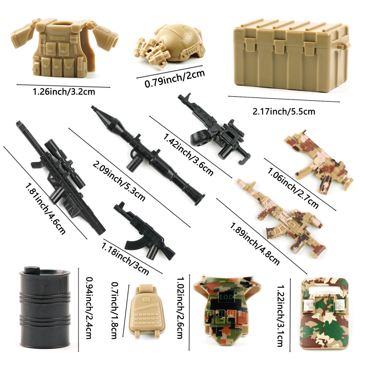 WSRYLTCH Military Army Weapons Pack Accessories – Swat Team Building Block Toys & Camouflage Gear Sets