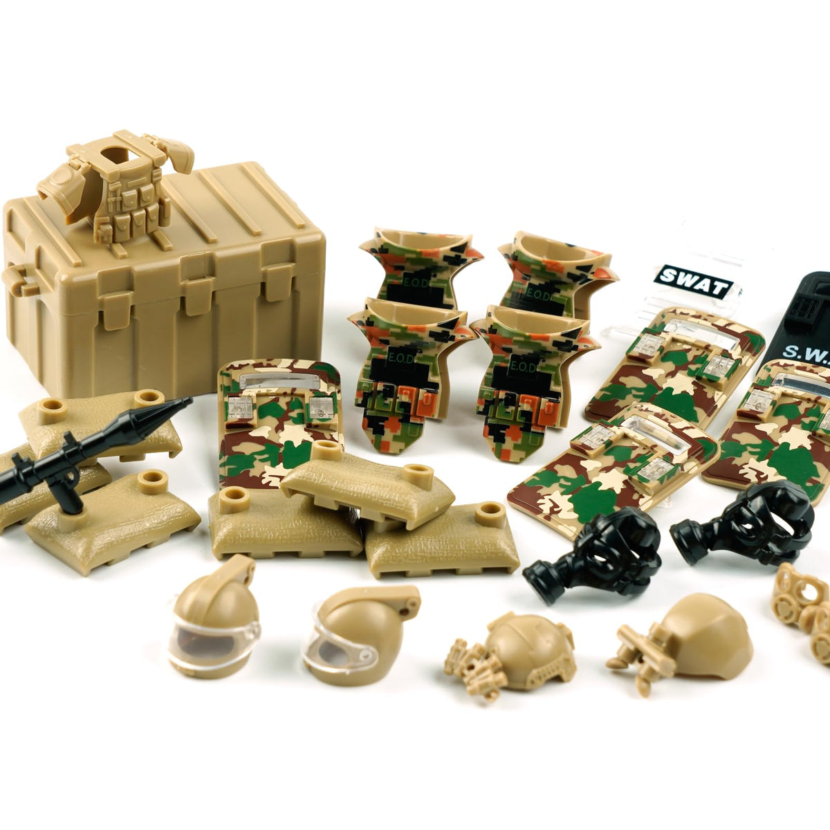 WSRYLTCH Military Army Weapons Pack Accessories – Swat Team Building Block Toys & Camouflage Gear Sets