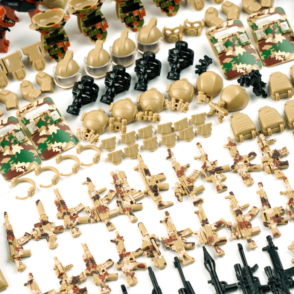 WSRYLTCH Military Army Weapons Pack Accessories – Swat Team Building Block Toys & Camouflage Gear Sets