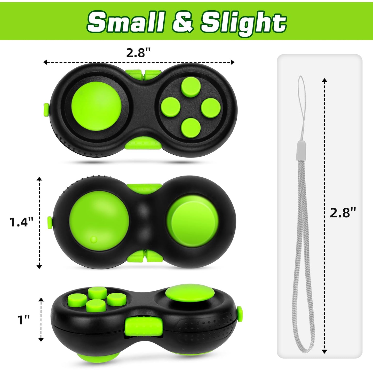 WTYCD Original Fidget Toy Game - 8 Functions, Lanyard, Ergonomic Controller (Green)
