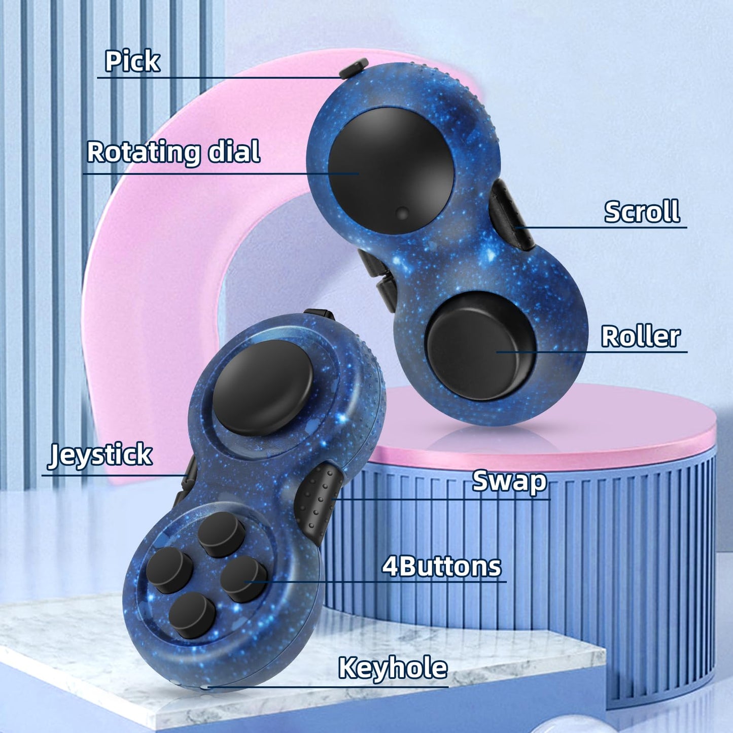 WTYCD Original Fidget Toy: 8-Function Rubberized Controller for Focus, Stress Relief & Discreet Fidgeting