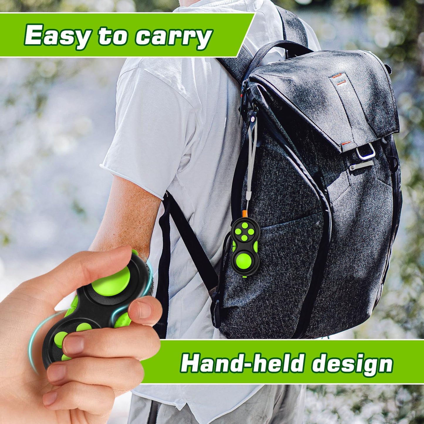 WTYCD Original Fidget Toy Game - 8 Functions, Lanyard, Ergonomic Controller (Green)