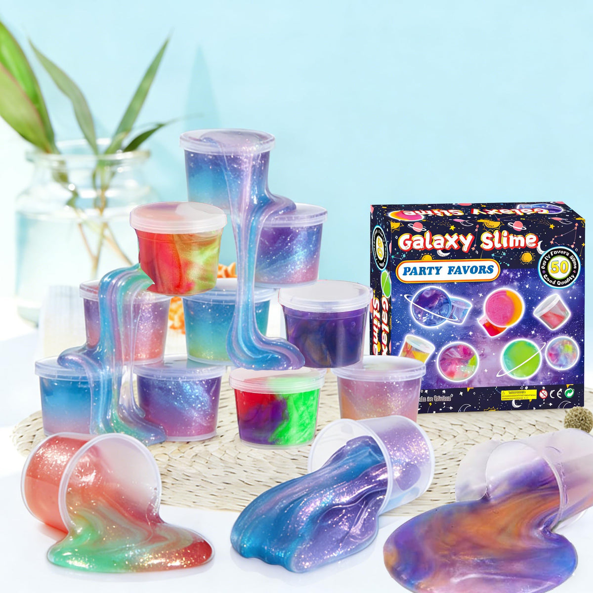 wtelnbton 50-Pack Galaxy Slime Set – Great for Birthday Parties, Easter Baskets & Party Favors