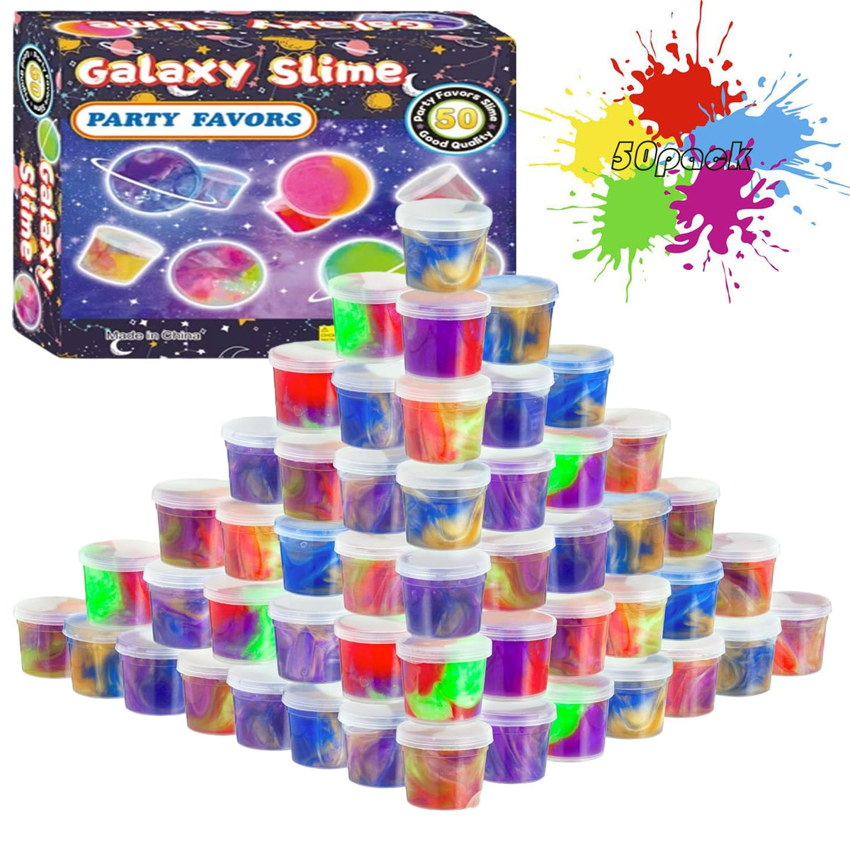 wtelnbton 50-Pack Galaxy Slime Set – Great for Birthday Parties, Easter Baskets & Party Favors