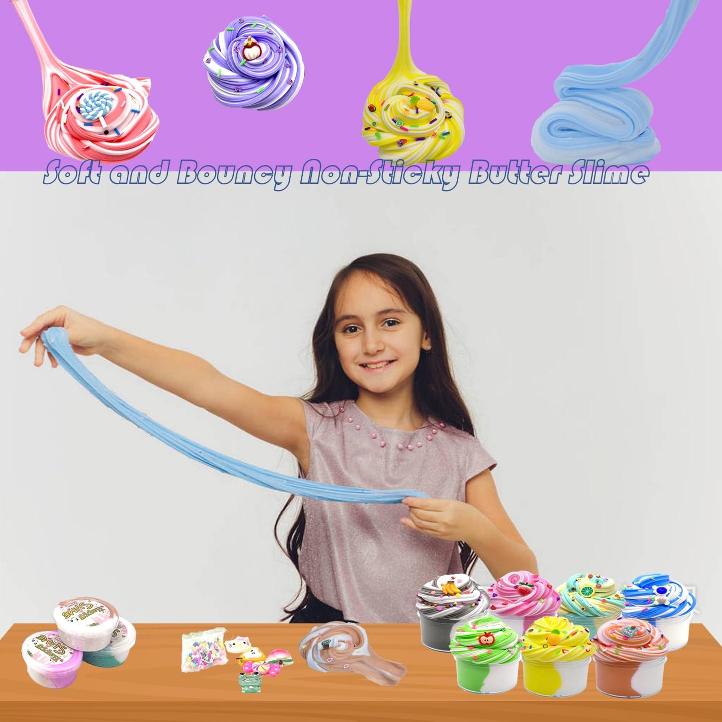 wtelnbton Butter Slime Kit – 24-Pack Two-Toned Slime, Soft & Non-Sticky