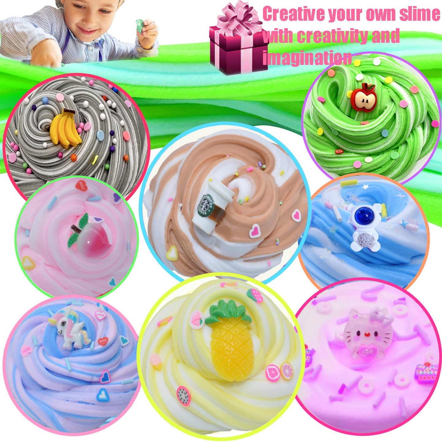 wtelnbton Butter Slime Kit – 24-Pack Two-Toned Slime, Soft & Non-Sticky