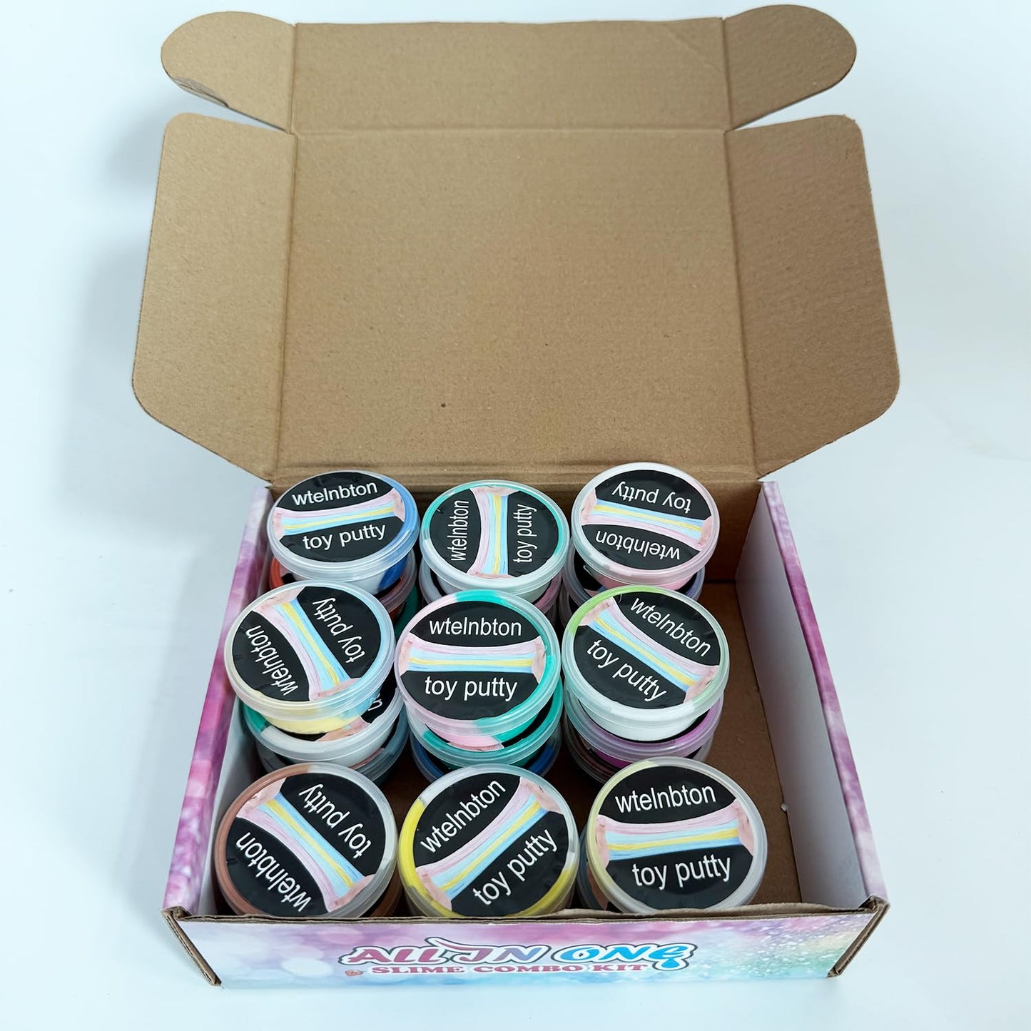 wtelnbton Butter Slime Kit – 24-Pack Two-Toned Slime, Soft & Non-Sticky
