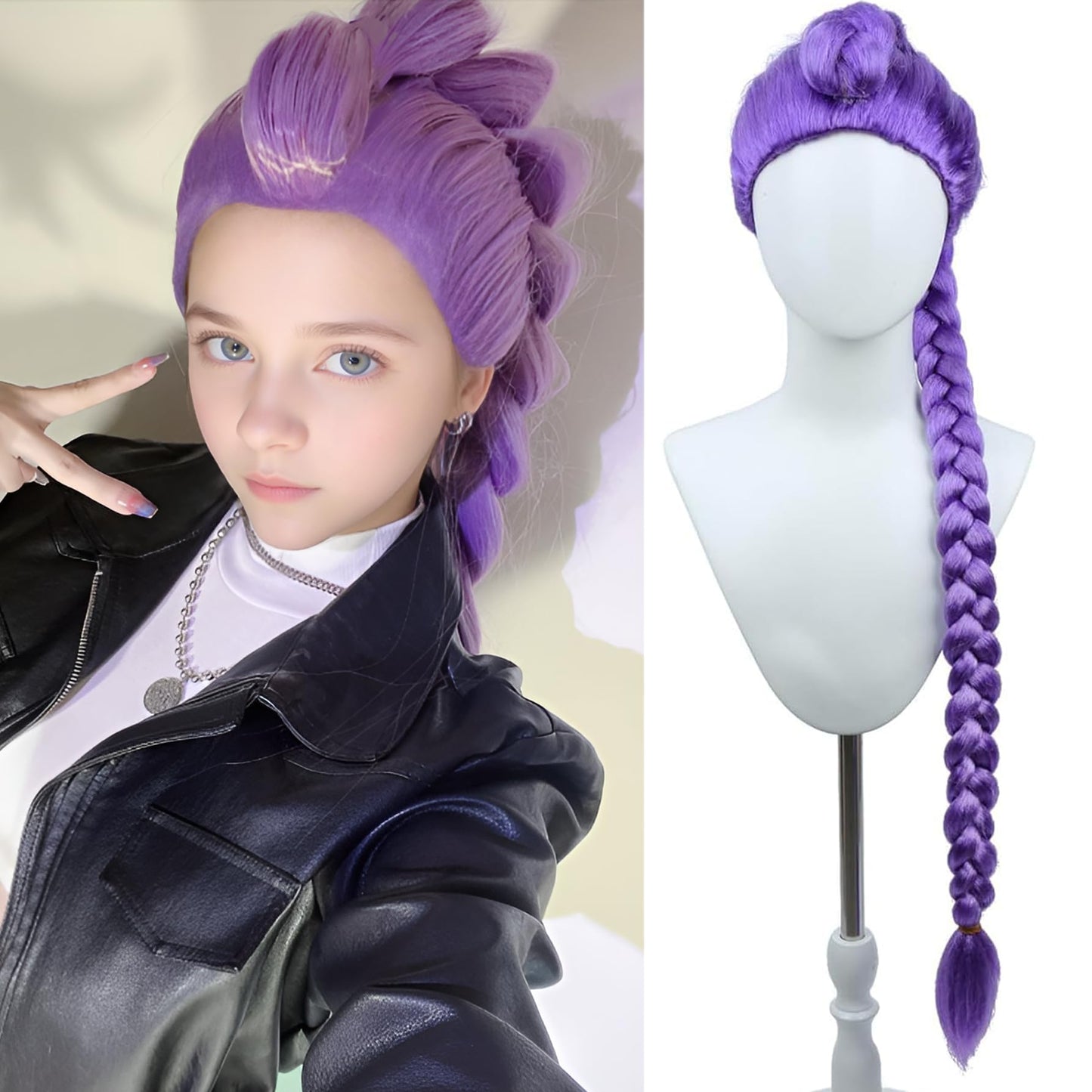 WTHCOS Long Purple Braid Wig for Girls & Women | Premium Heat-Resistant Synthetic Hair