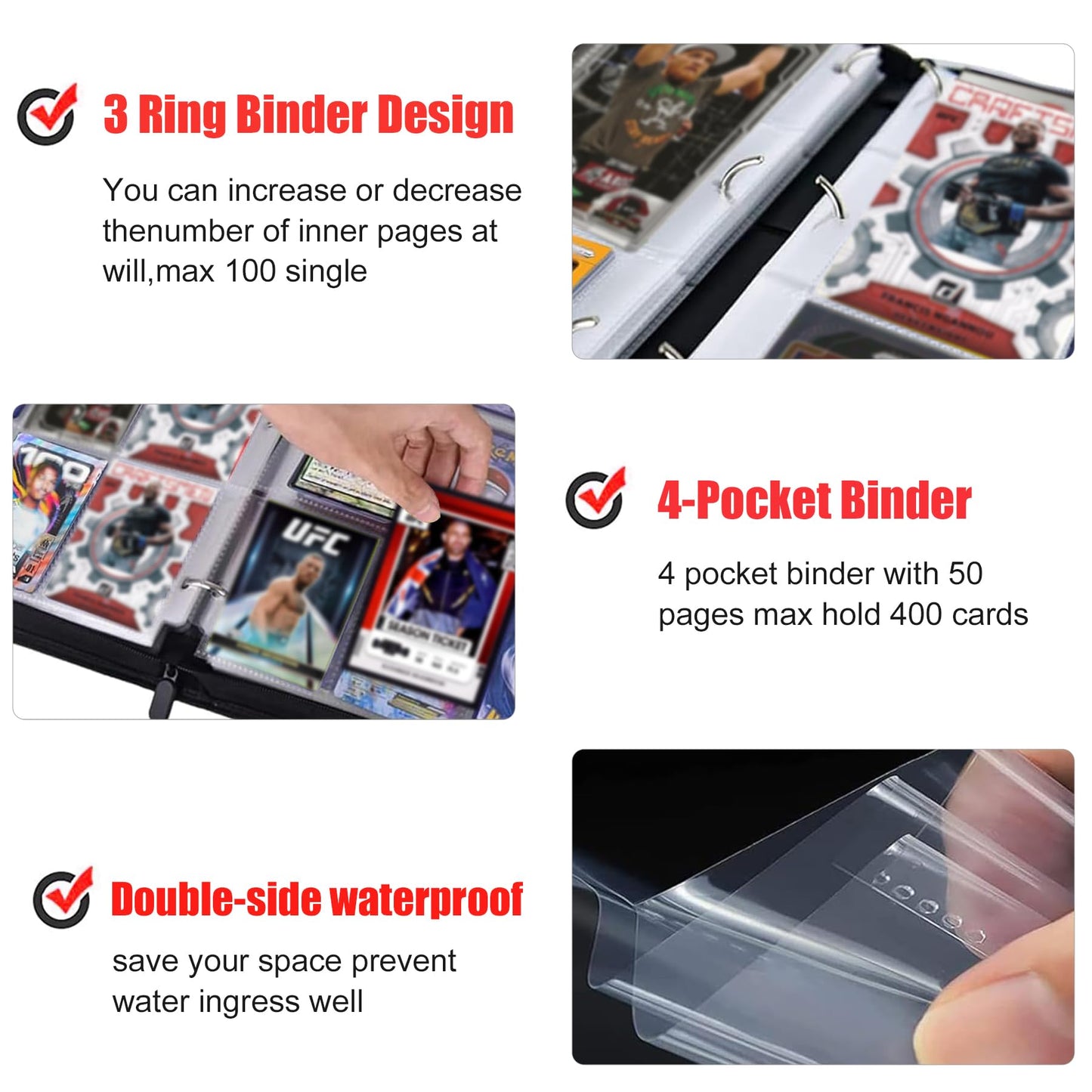 WTVIDAS 400 Pockets Card Binder – Portable Waterproof Card Storage for Collectors