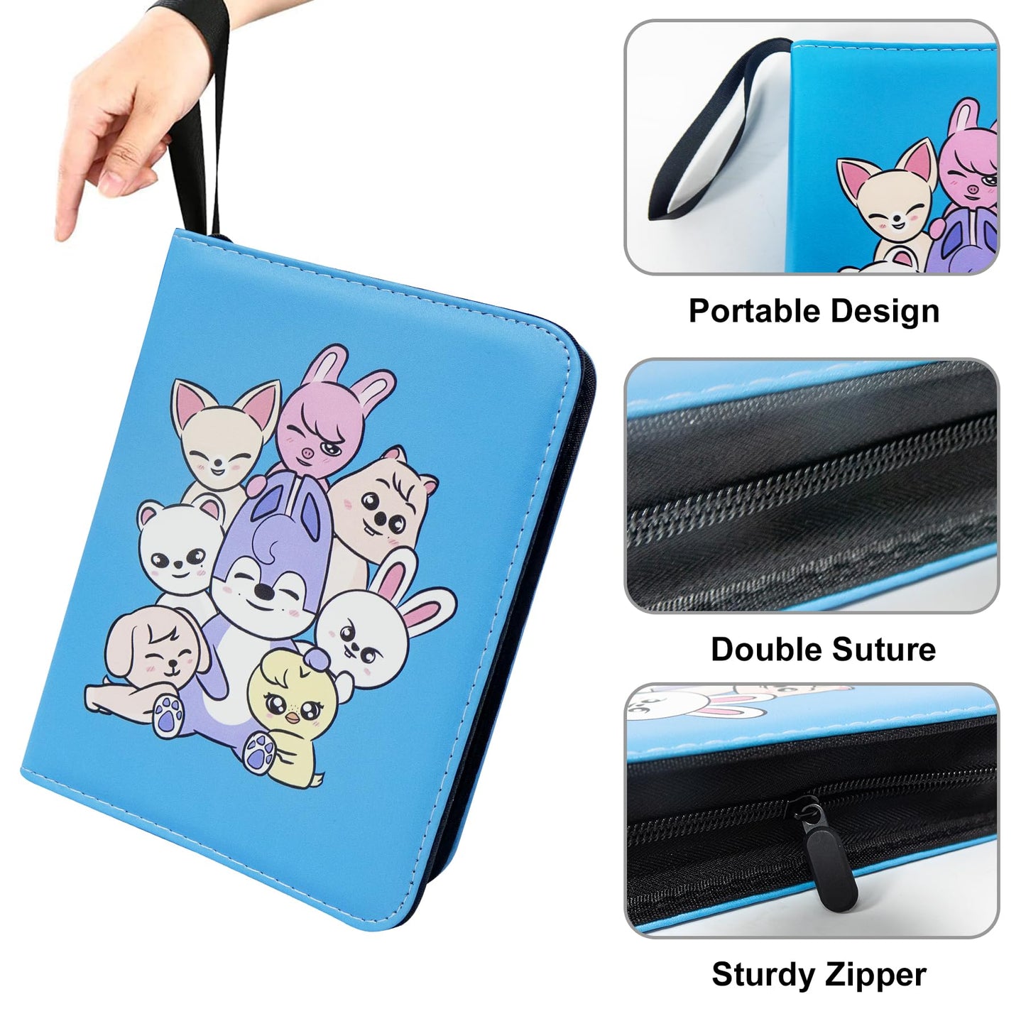 WTVIDAS Kpop Photocard Binder – 400 Card Capacity, 4-Pocket, Waterproof PU Cover, 50 Pages