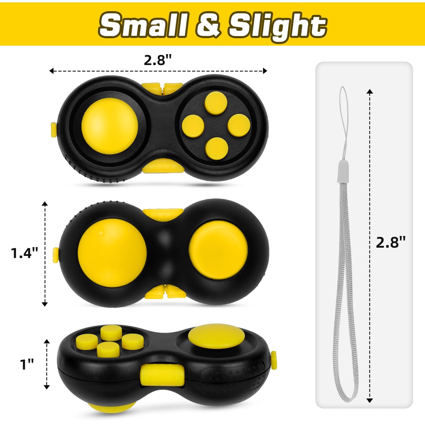 WTYCD Original Fidget Toy Game — 8-Function Rubberized Controller with Lanyard