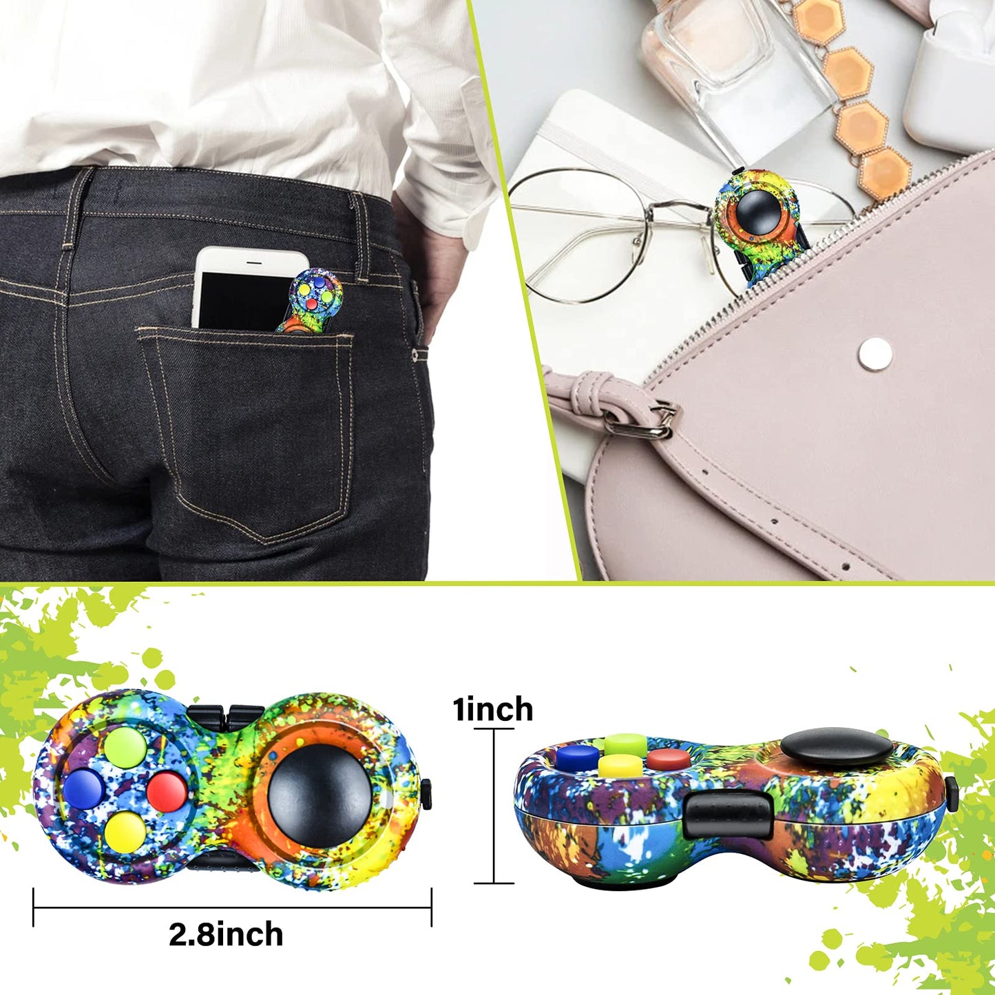 WTYCD Original Fidget Toy — Rubberized Controller with 8 Functions & Lanyard for Focus