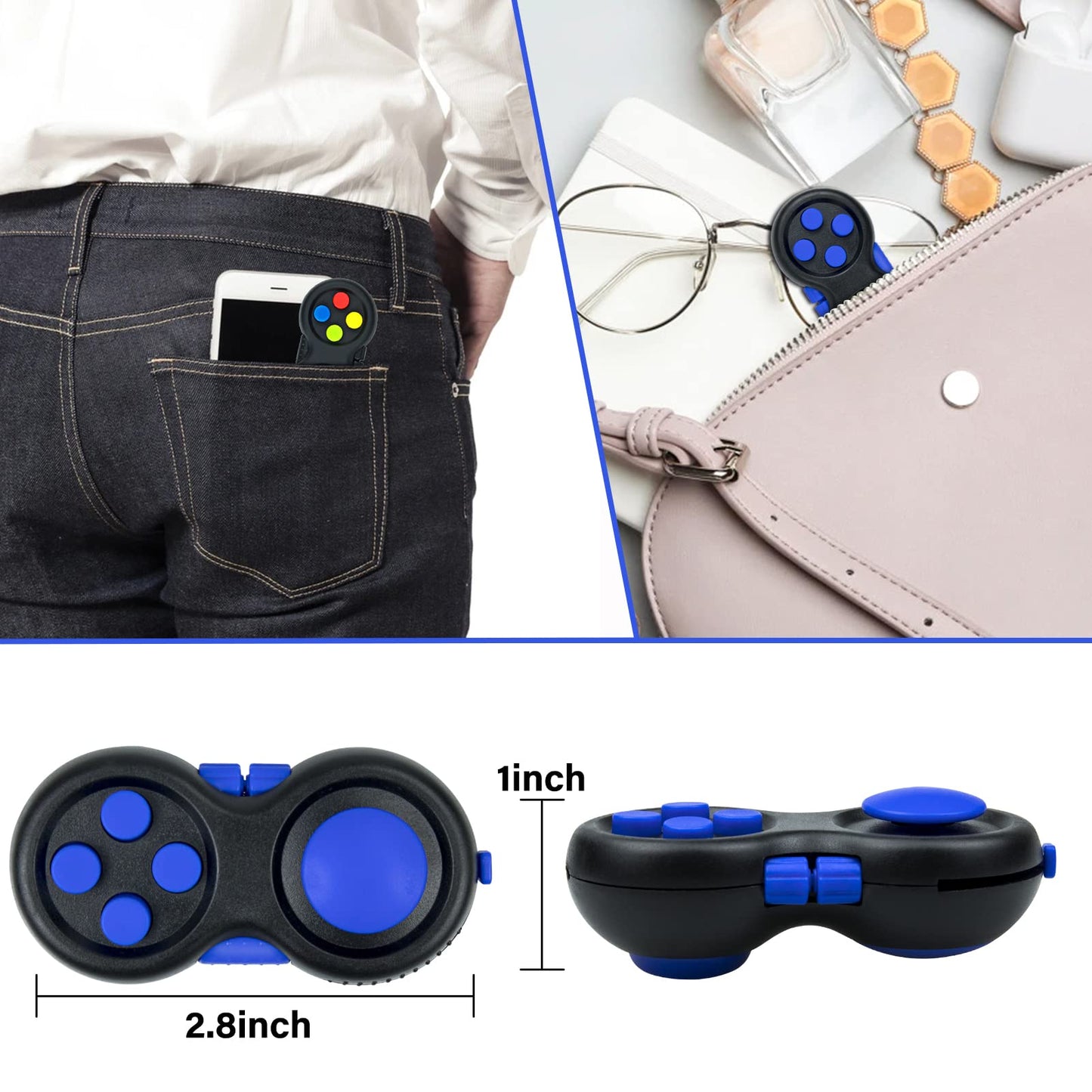 WTYCD Original Fidget Toy — 8-Function Rubberized Controller for Focus, Stress Relief & Pocket Portability