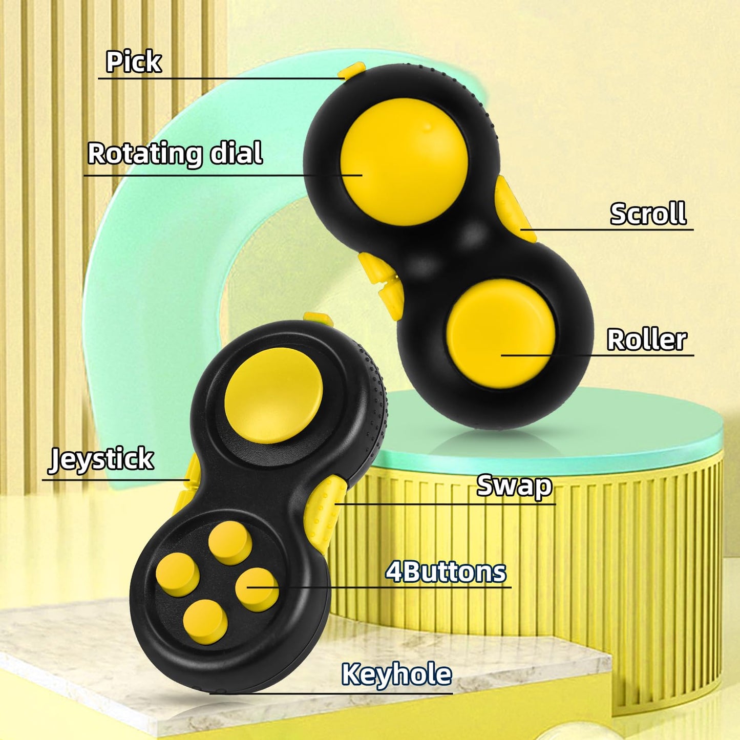 WTYCD Original Fidget Toy Game — 8-Function Rubberized Controller with Lanyard