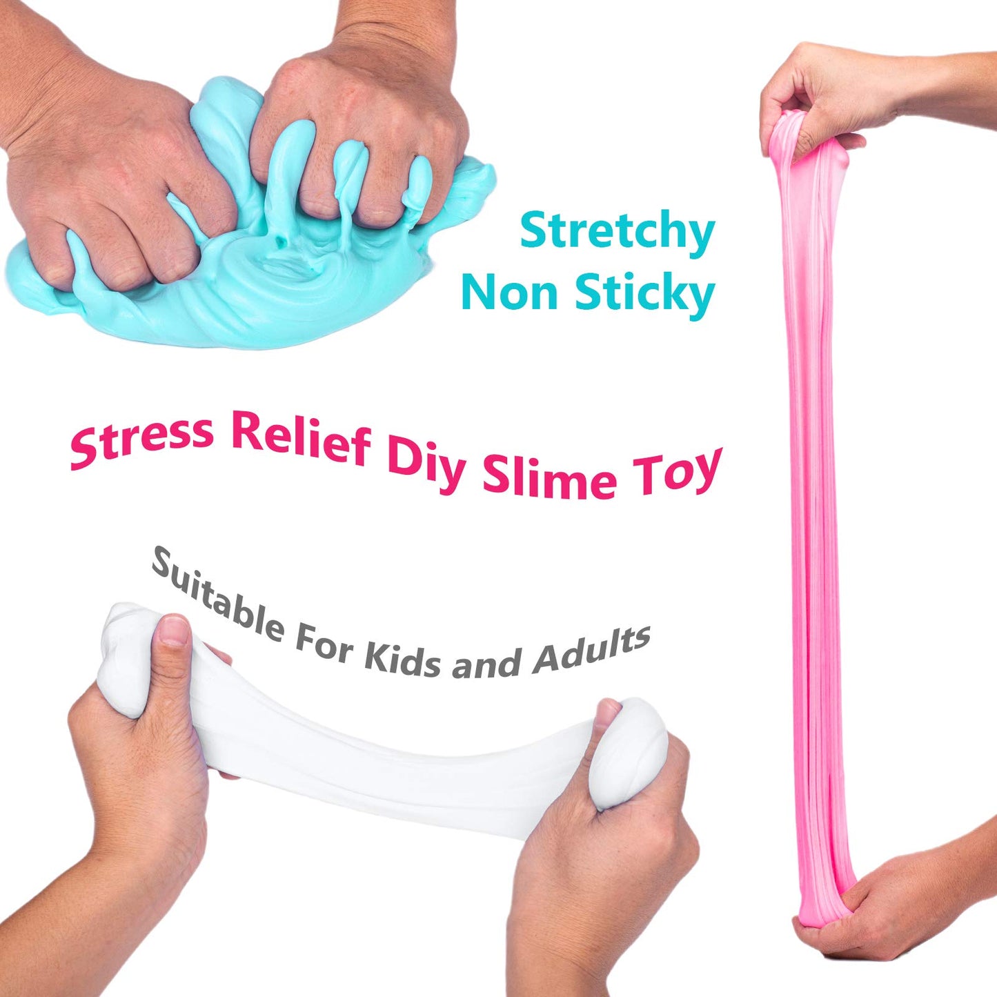 WUHUANIU Scented Slime Kit 3-Pack Butter Slime – Pink Watermelon, White Ice Cream, Ocean Coffee (3x100ml)