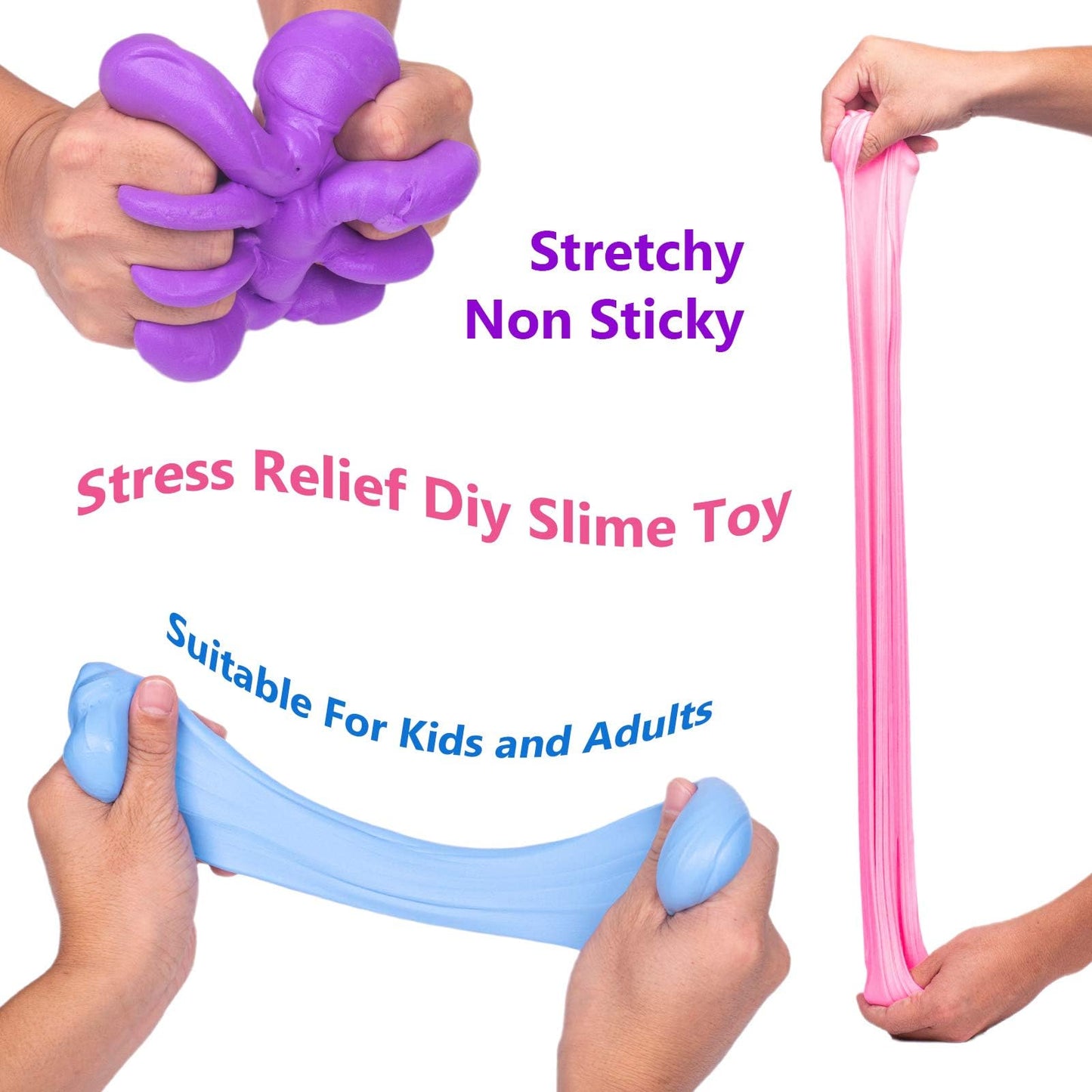 WUHUANIU Slime Kit – 6-Pack Butter Slime (Scented) Watermelon, Unicorn, Blue, Peach