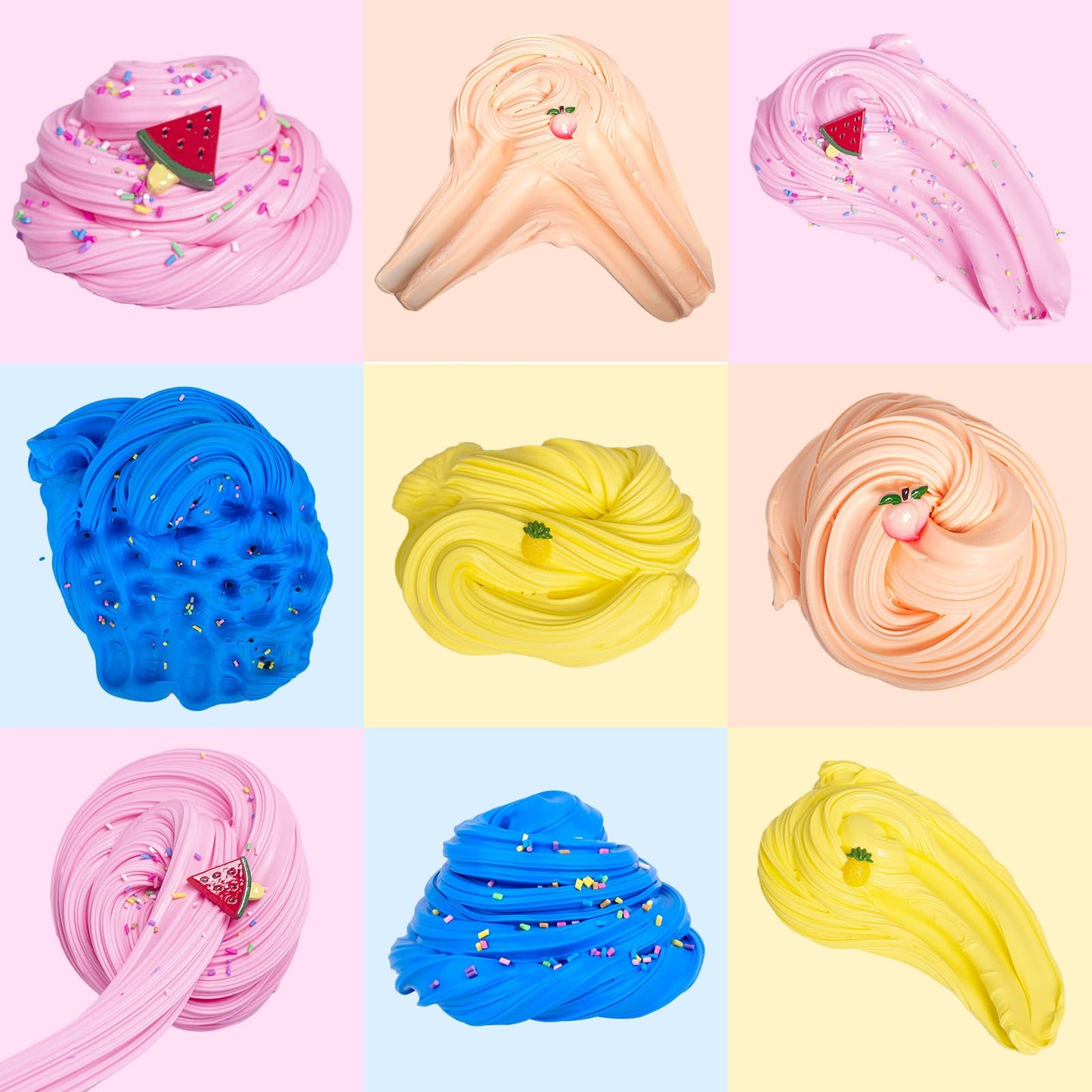 WUHUANIU Slime Kit – 6-Pack Butter Slime (Scented) Watermelon, Unicorn, Blue, Peach