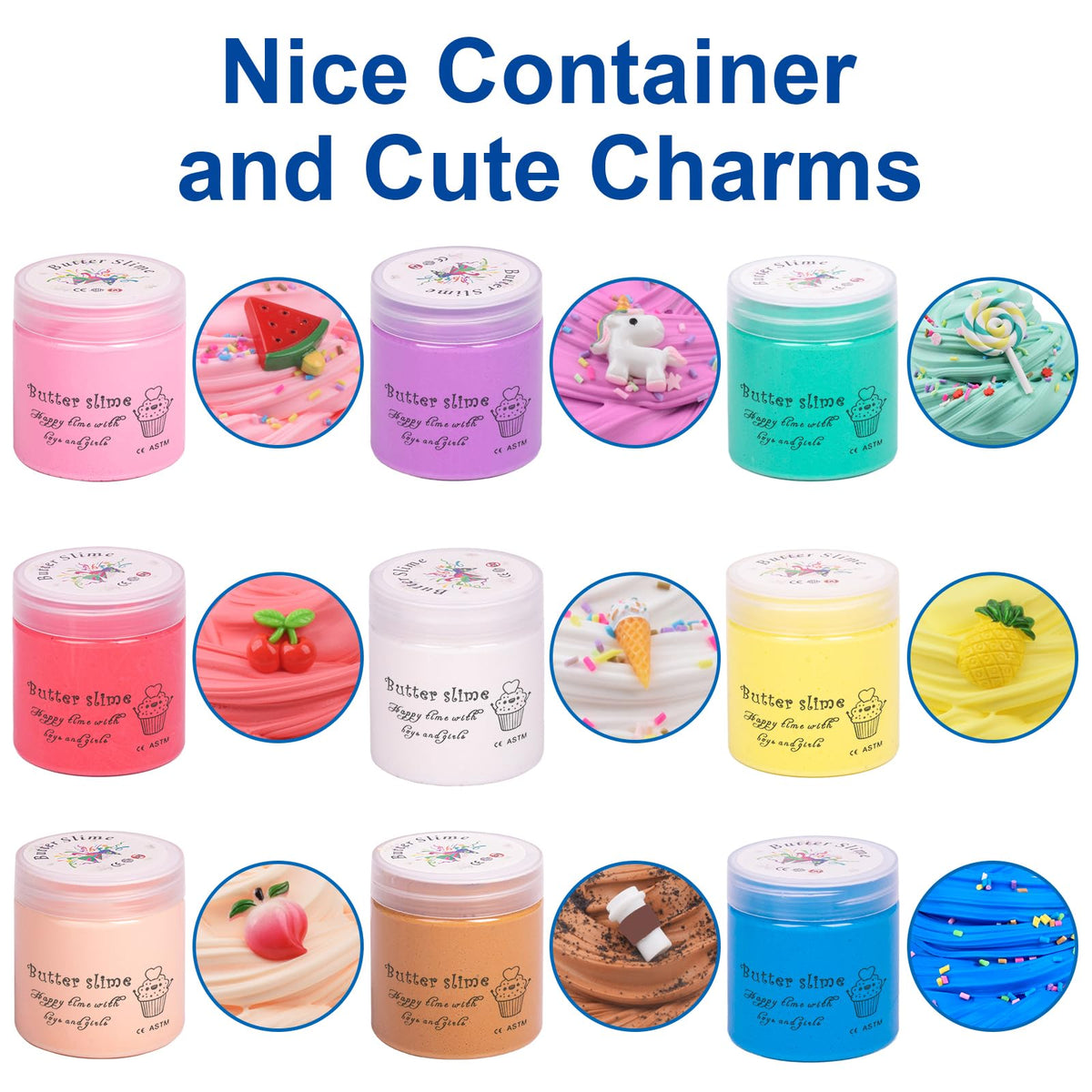 WUHUANIU 9 Pack Butter Slime Kit — Soft, Non-Sticky Slime for Creative Play