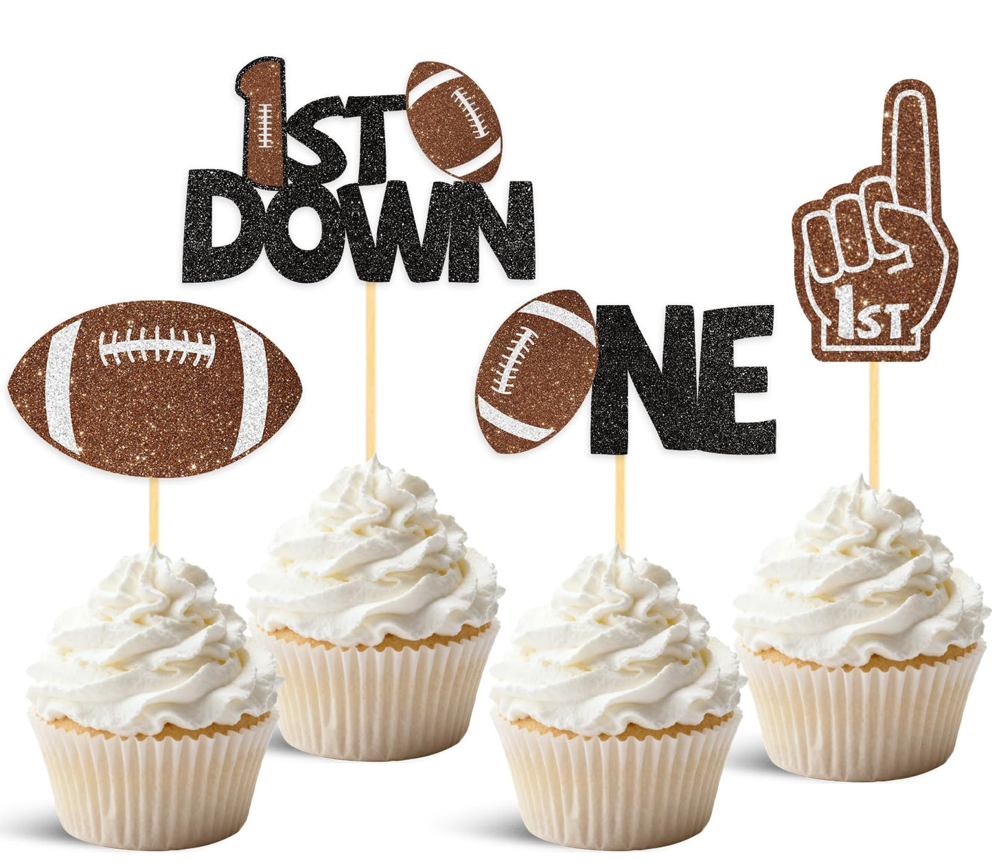 Wuhuzsm 24Pcs Football Cake Toppers – 1st Birthday & Baby Shower Decor