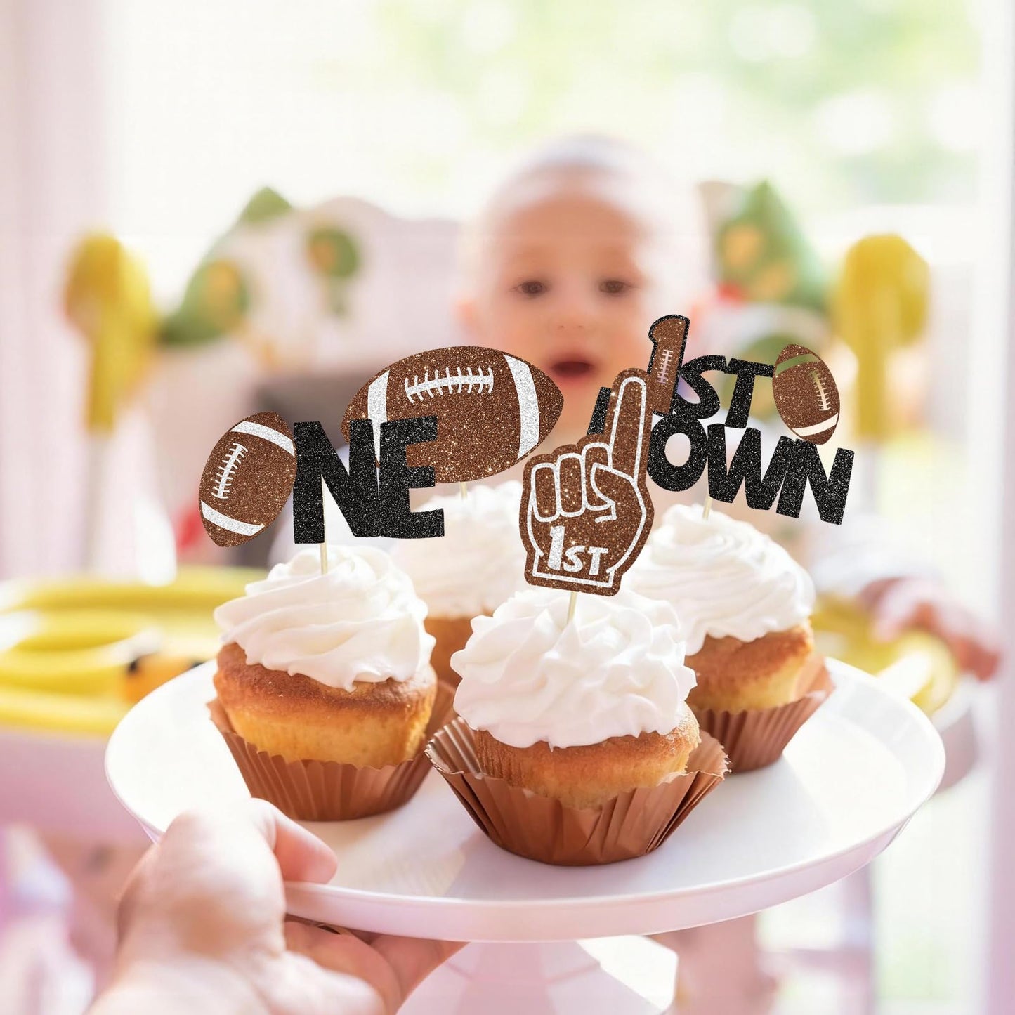 Wuhuzsm 24Pcs Football Cake Toppers – 1st Birthday & Baby Shower Decor