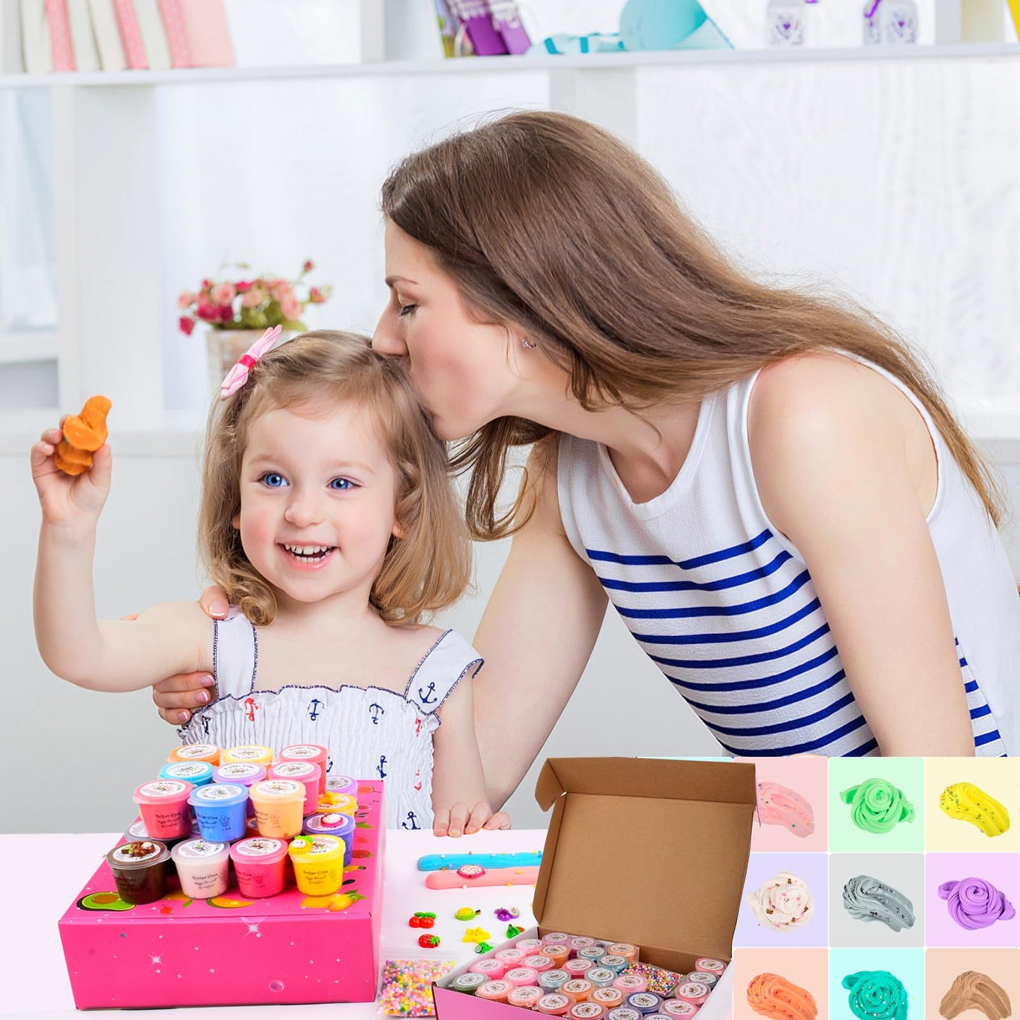 WUJYLY Slime Kit 54-Pack | Non-Sticky Mini Butter Slimes for Kids
