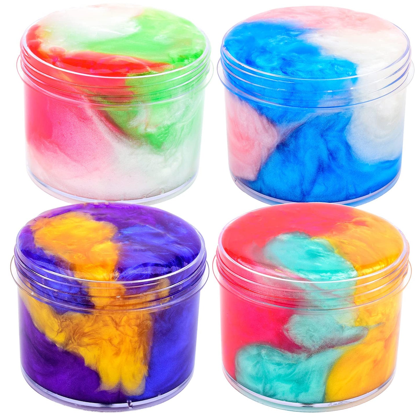 WUJYLY 4 Pack Galaxy Slime Kit – Non-Sticky Slime, Stress Relief Fun for Kids