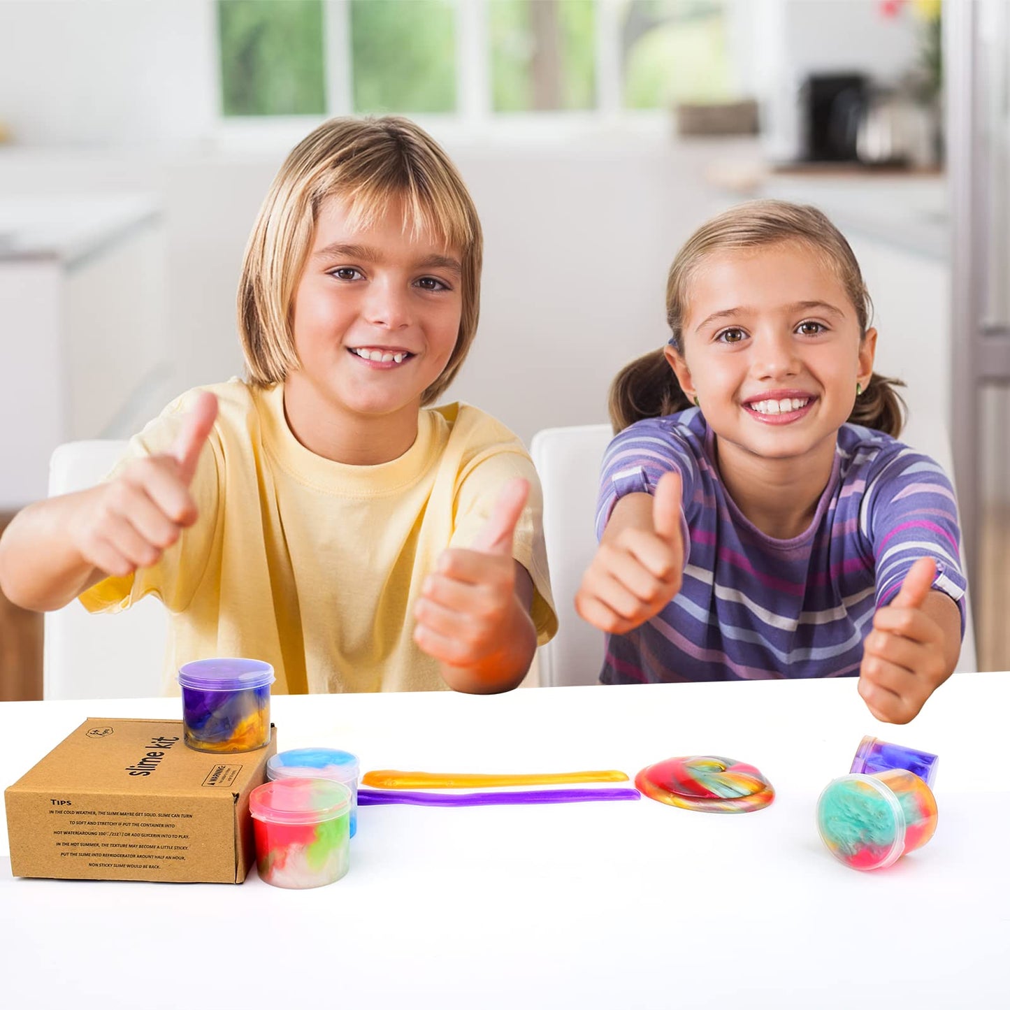WUJYLY 4 Pack Galaxy Slime Kit – Non-Sticky Slime, Stress Relief Fun for Kids