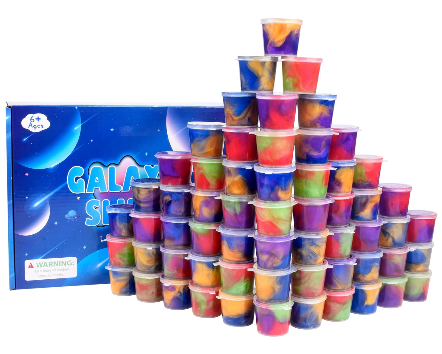 WUJYLY Galaxy Slime Kit – 60-Pack Non-Sticky Galaxy Slime for Kids Parties & Gifts