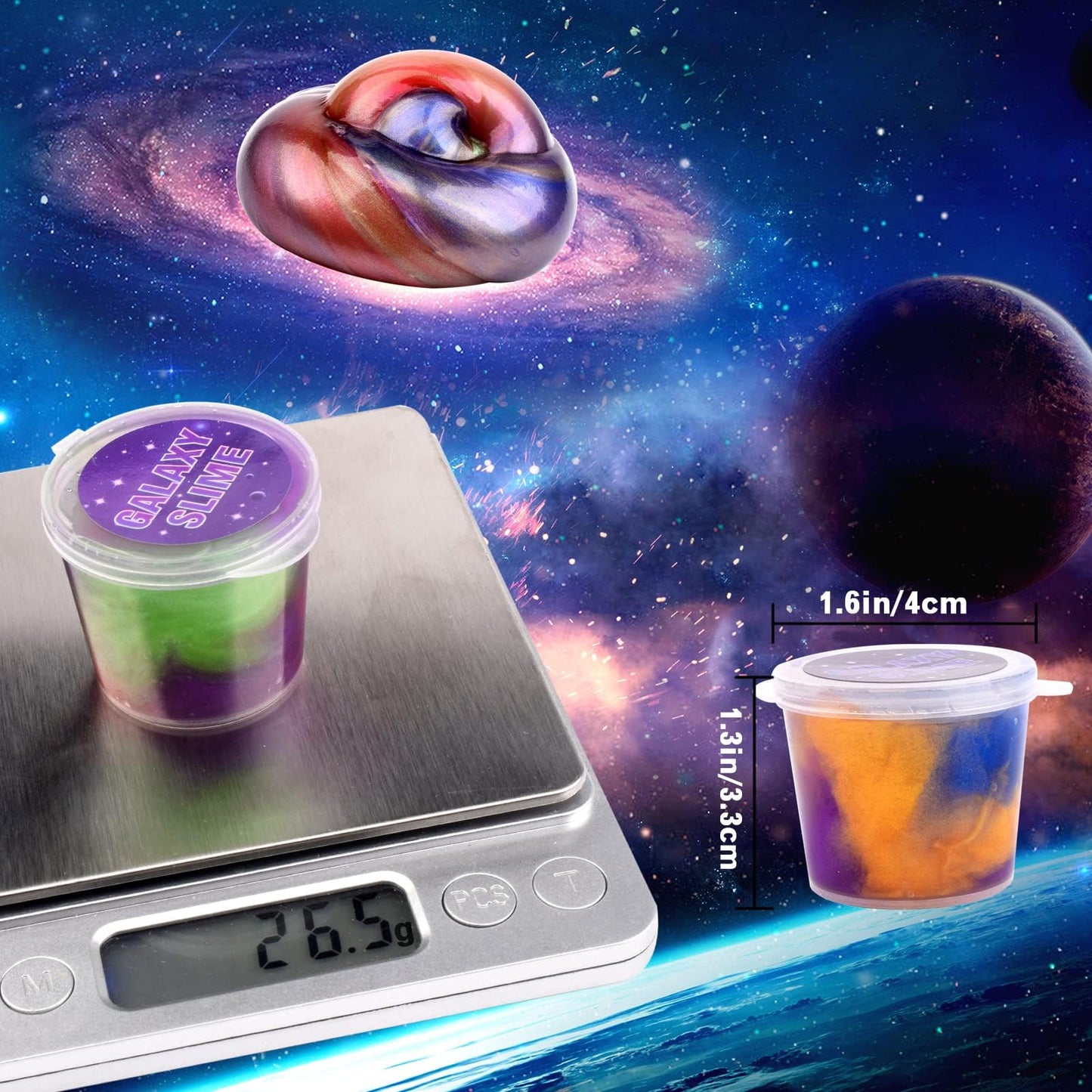 WUJYLY Galaxy Slime Kit – 60-Pack Non-Sticky Galaxy Slime for Kids Parties & Gifts