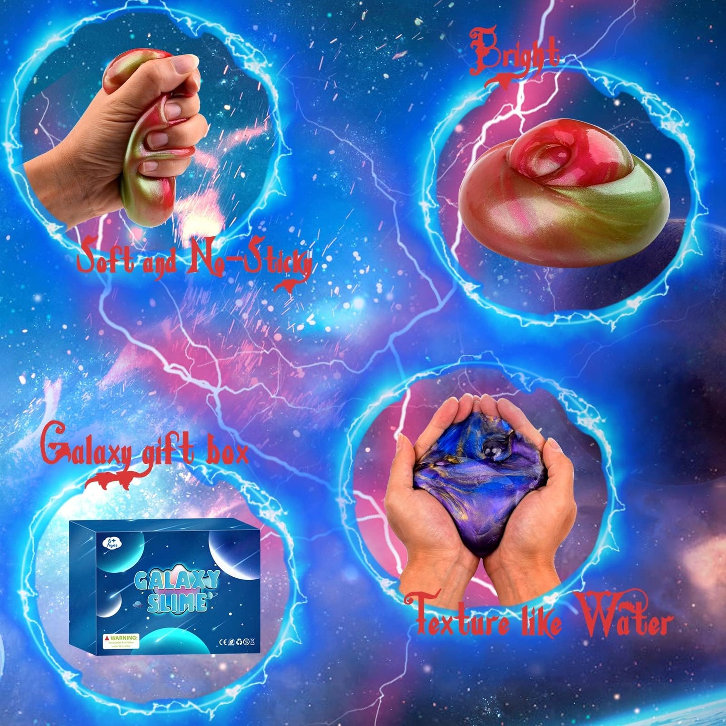 WUJYLY Galaxy Slime Kit – 60-Pack Non-Sticky Galaxy Slime for Kids Parties & Gifts