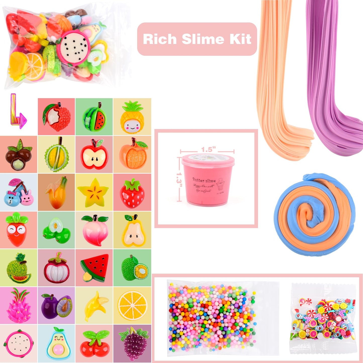 WUJYLY Slime Kit 54-Pack | Non-Sticky Mini Butter Slimes for Kids