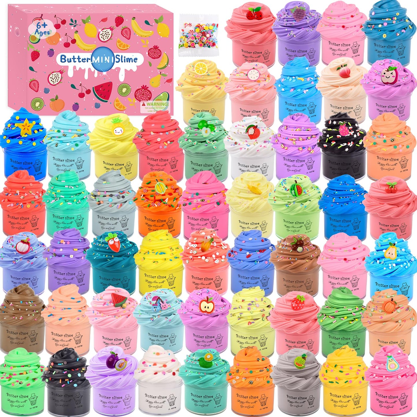 WUJYLY Slime Kit 54-Pack | Non-Sticky Mini Butter Slimes for Kids