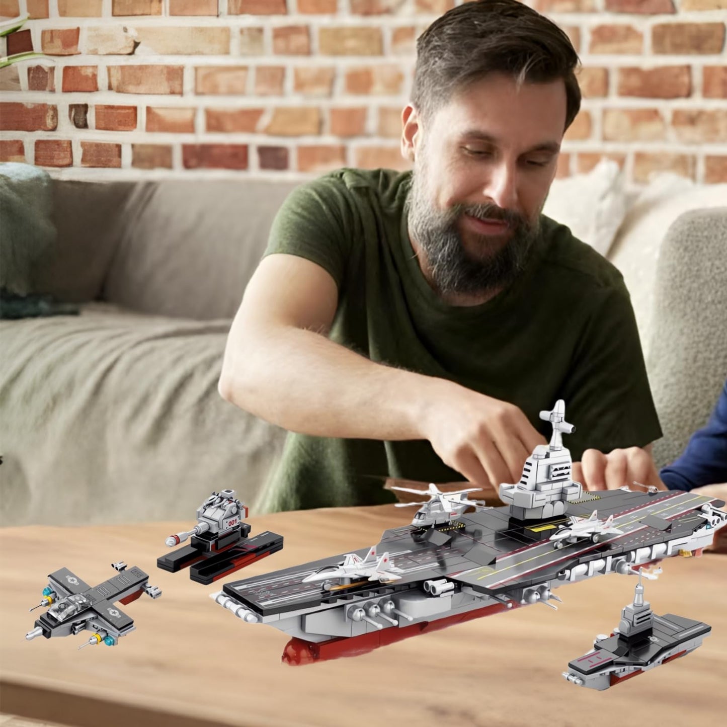 WULOBOOI 8-in-1 WW2 Aircraft Carrier Building Set | 562-Piece Naval Warship Model Kit