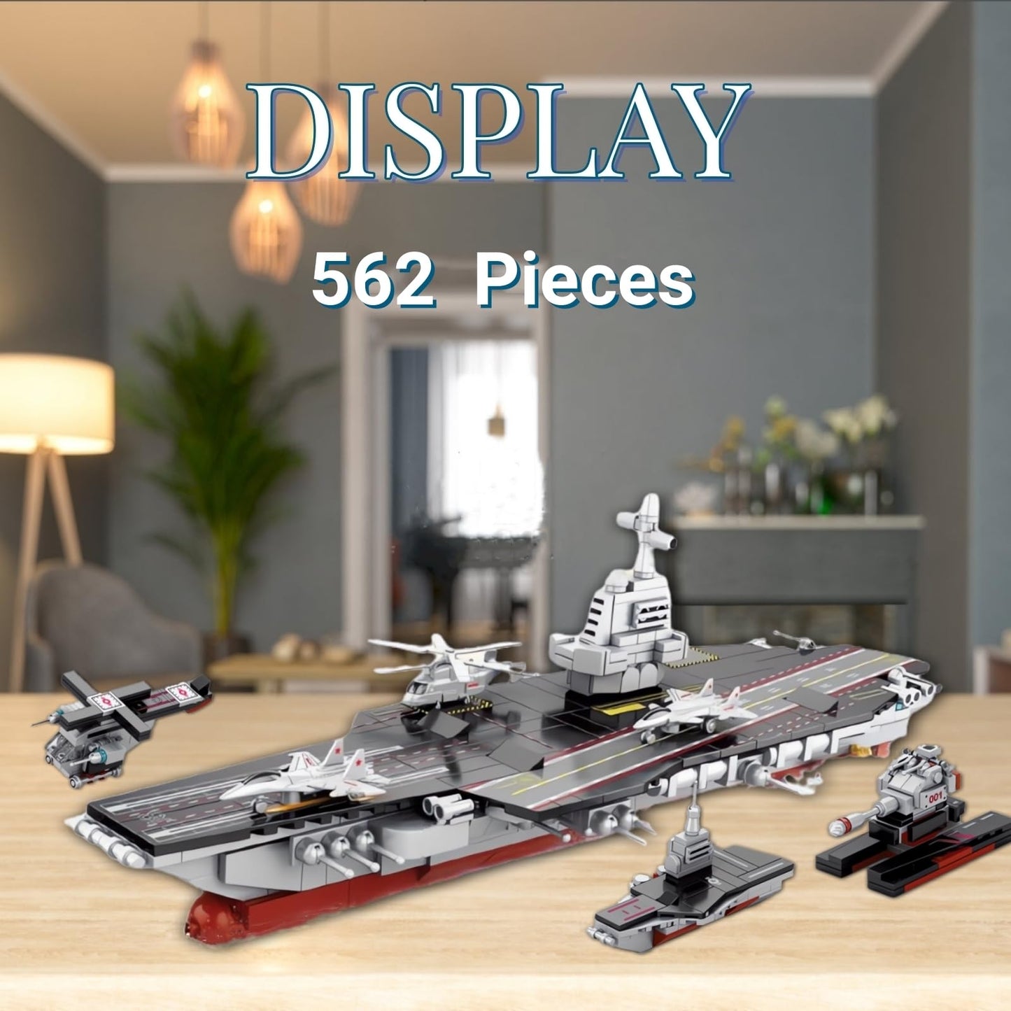 WULOBOOI 8-in-1 WW2 Aircraft Carrier Building Set | 562-Piece Naval Warship Model Kit