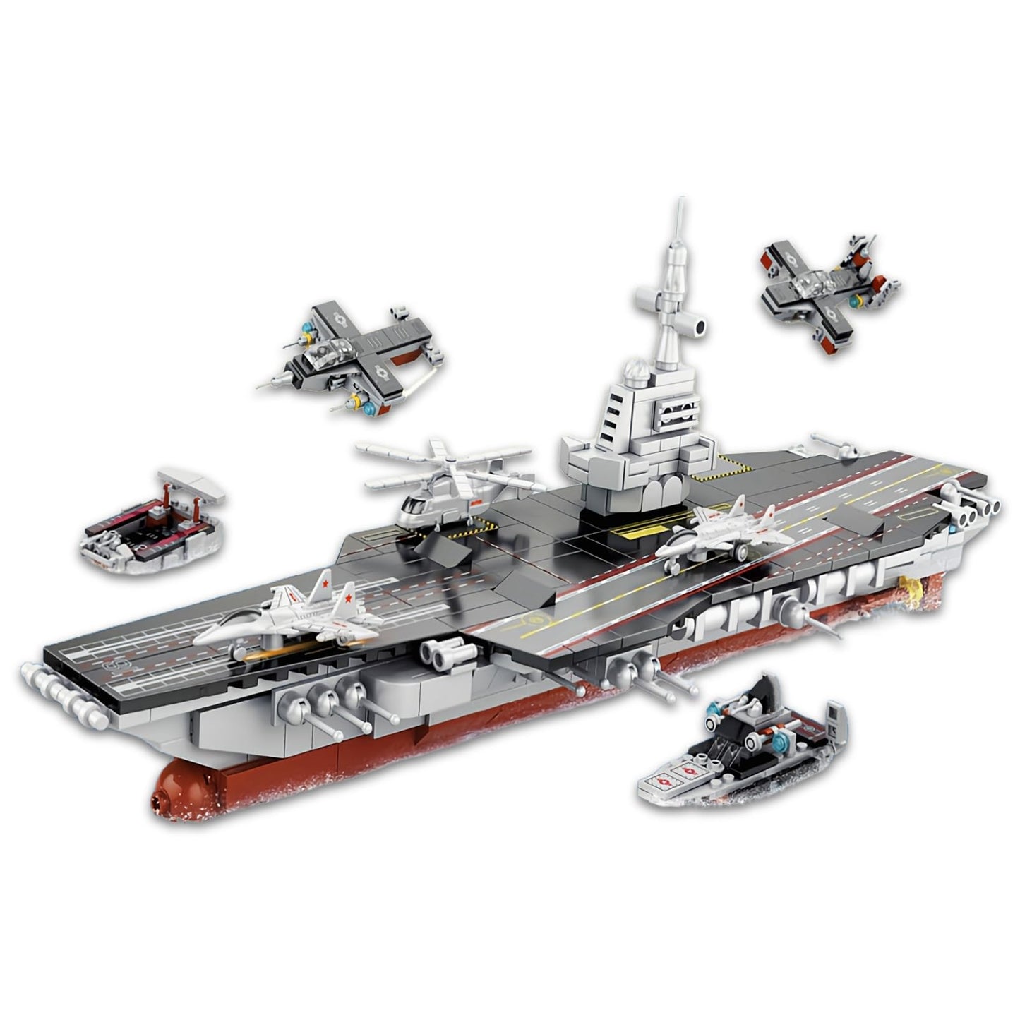 WULOBOOI 8-in-1 WW2 Aircraft Carrier Building Set | 562-Piece Naval Warship Model Kit