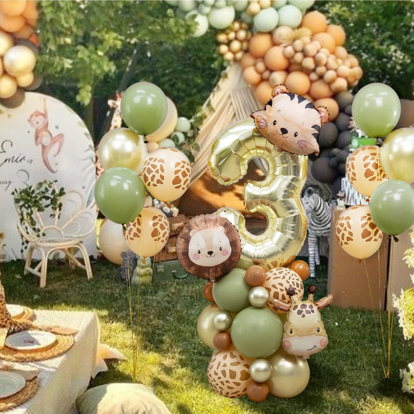 Wuokkig Jungle Safari Birthday Balloons — Animal Balloons Décor for Birthday Party and Special Occasions