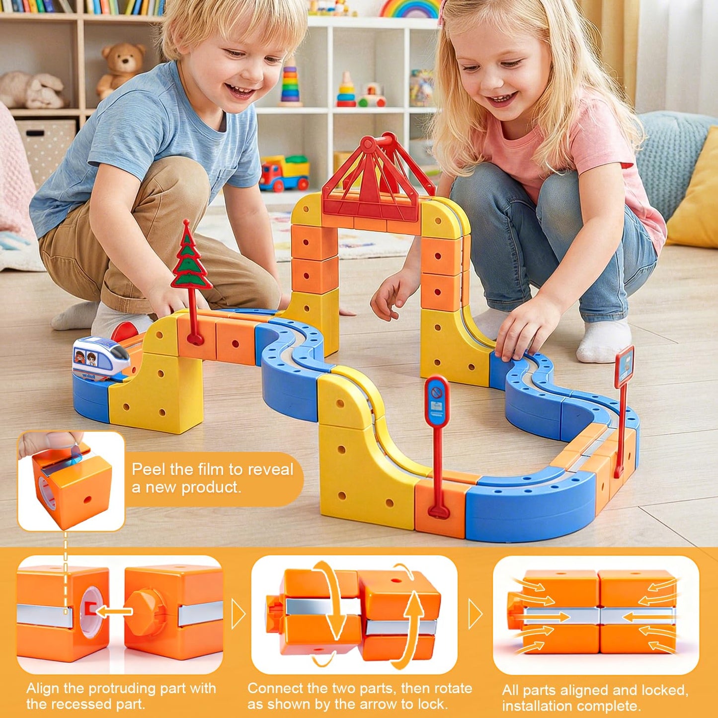 WUPIOS Electric Train Set – 83-Piece Magnetic 3D Track for Kids Aged 3–8 | STEM Learning Toy Gift