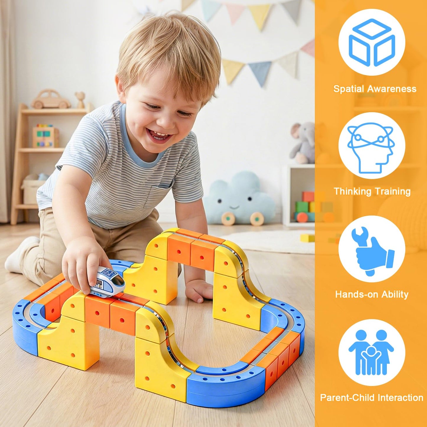 WUPIOS Electric Train Set – 83-Piece Magnetic 3D Track for Kids Aged 3–8 | STEM Learning Toy Gift