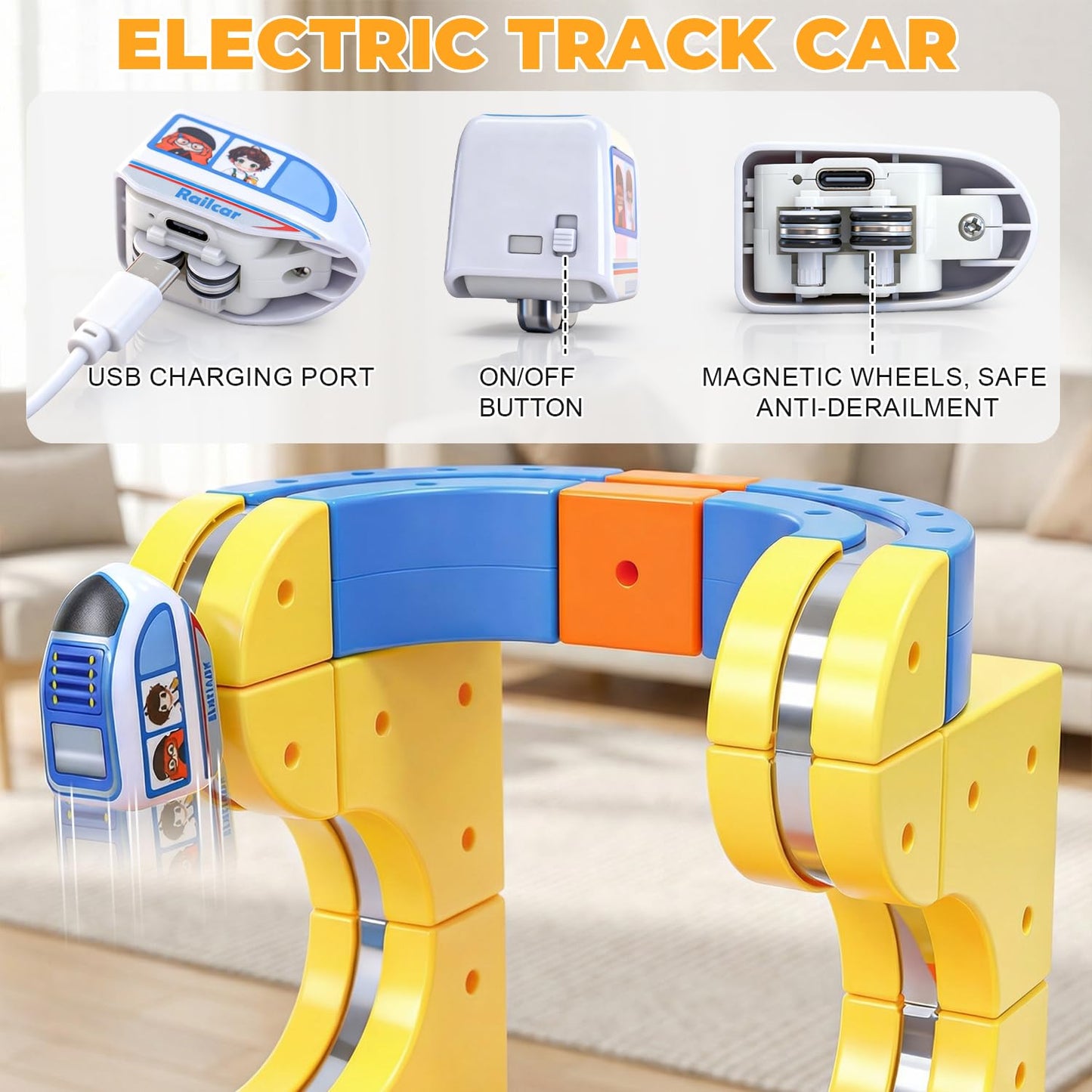 WUPIOS Electric Train Set – 83-Piece Magnetic 3D Track for Kids Aged 3–8 | STEM Learning Toy Gift