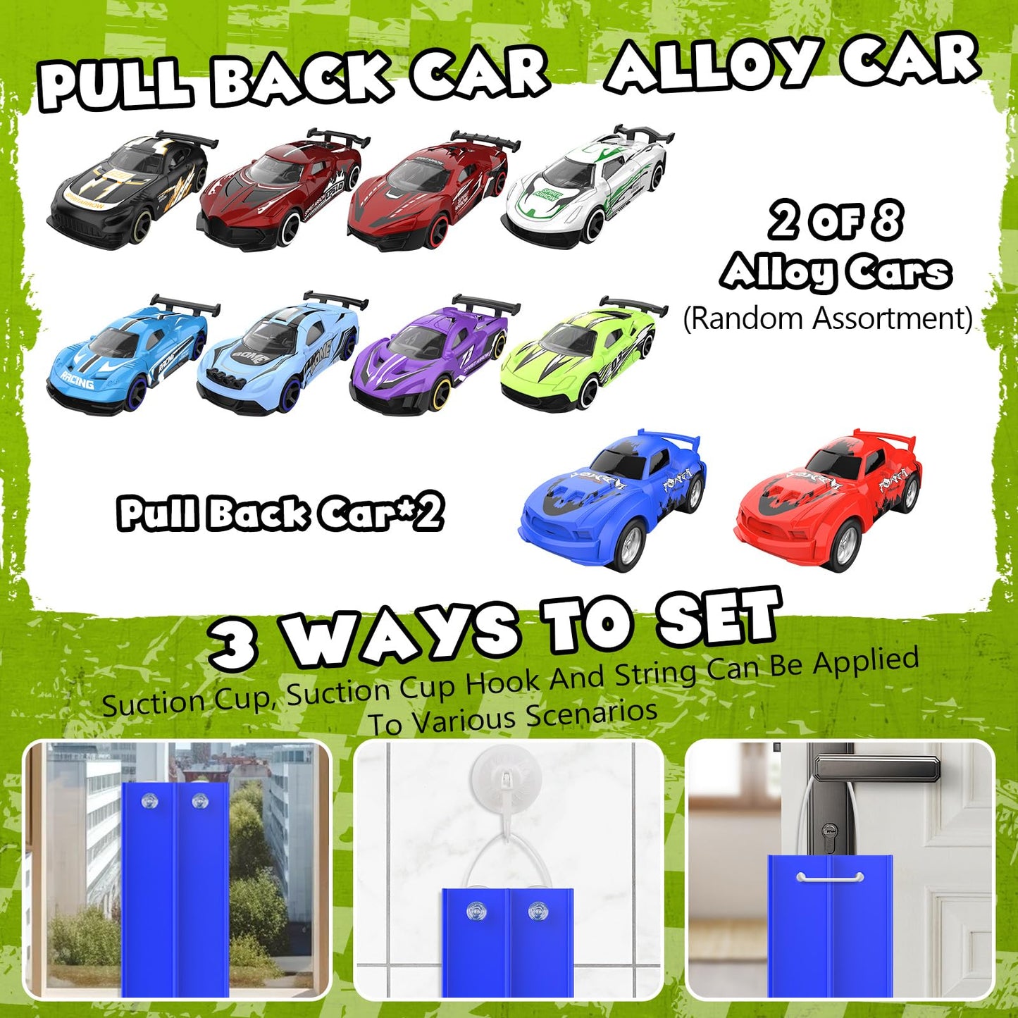 Wupuaait Flexible 15ft Race Track – Roll-Up Portable 4-Car Set for 1:64 Cars