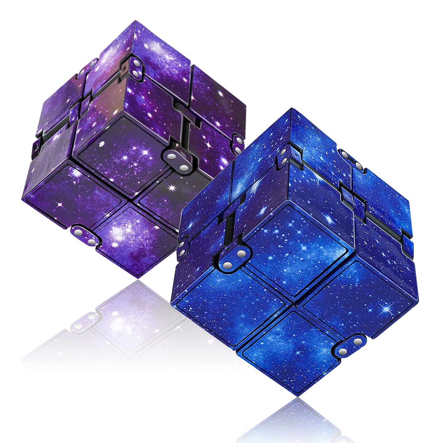 WUQID Infinitycube Fidget Toy – Portable Stress Relief for All Ages (Blue & Purple Galaxy)