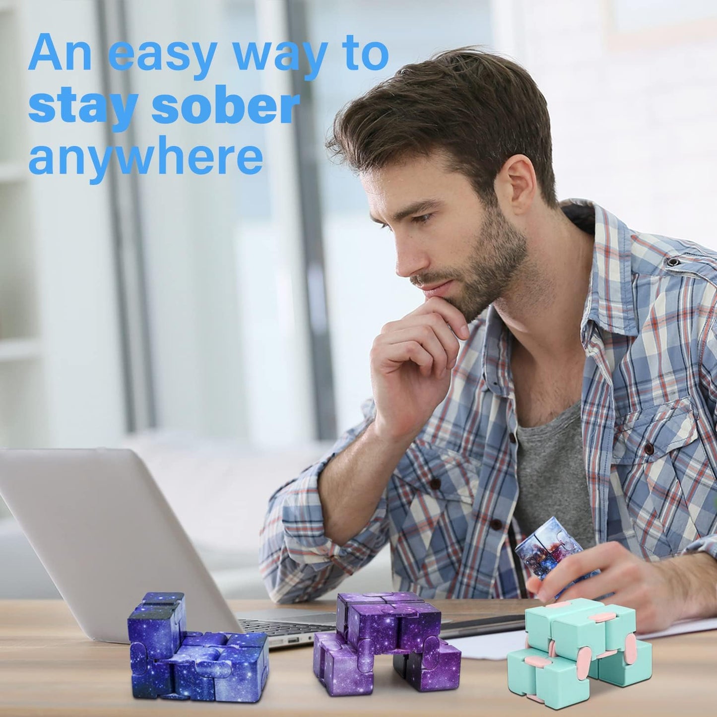 WUQID Infinitycube Fidget Toy – Pocket-Sized Stress Reliever (Galaxy Blue & Macaron Blue)