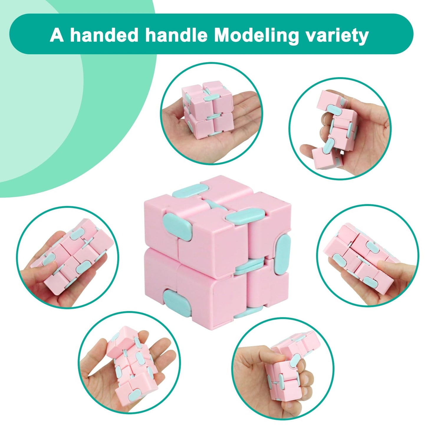 WUQID Infinitycube Fidget Toy – Stress Relief, Pocket-Sized Macaron Pink
