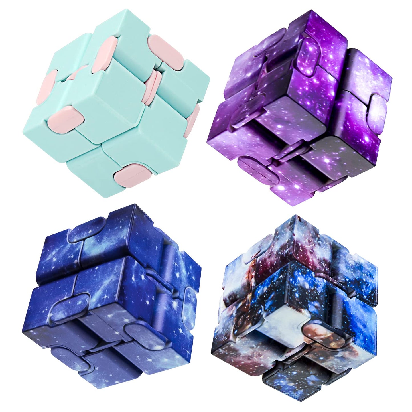 WUQID Infinitycube Fidget Toy – Pocket-Sized Stress Reliever (Galaxy Blue & Macaron Blue)