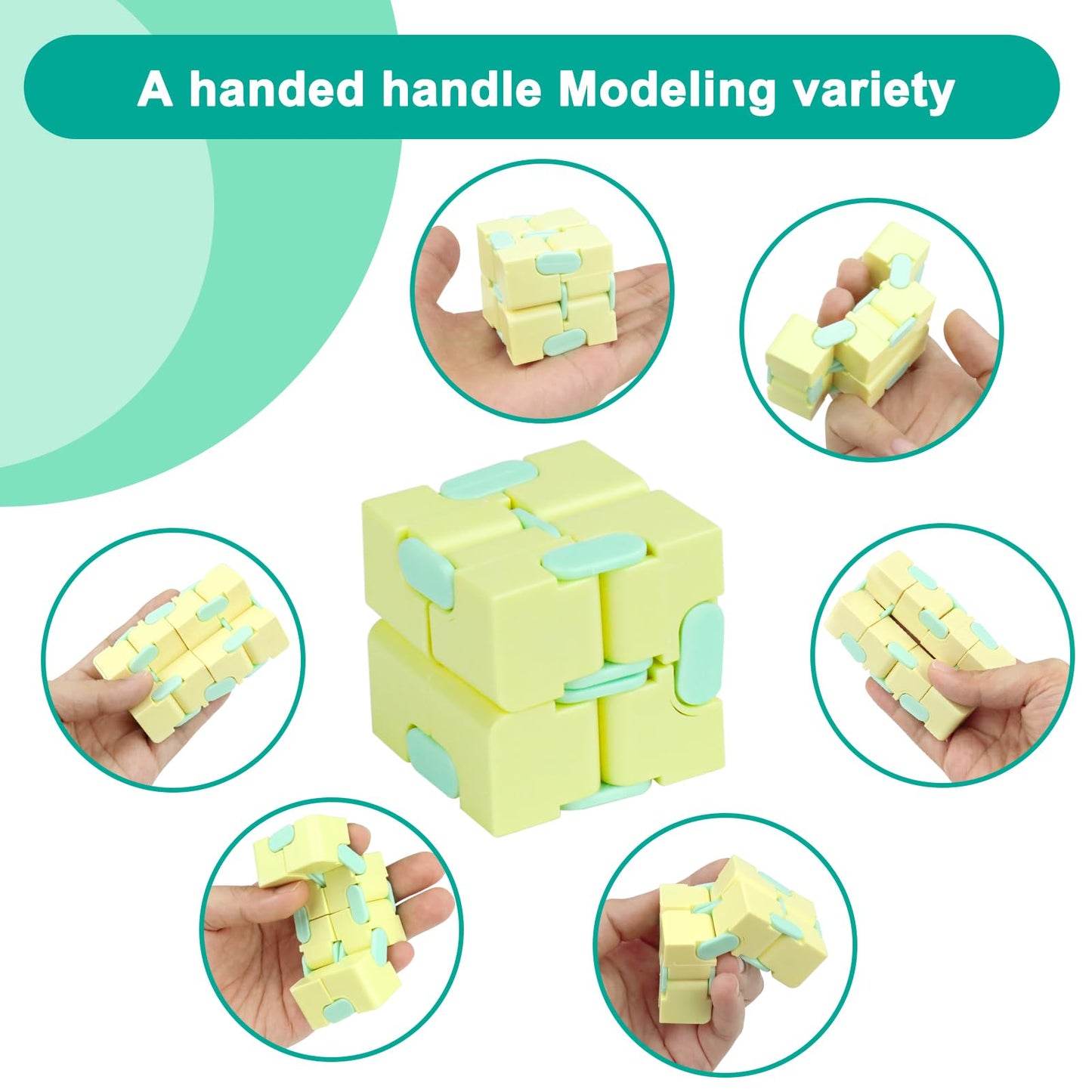 WUQID Infinitycube Fidget Toy – Pocket-Size Stress Relief (Macaron Yellow)